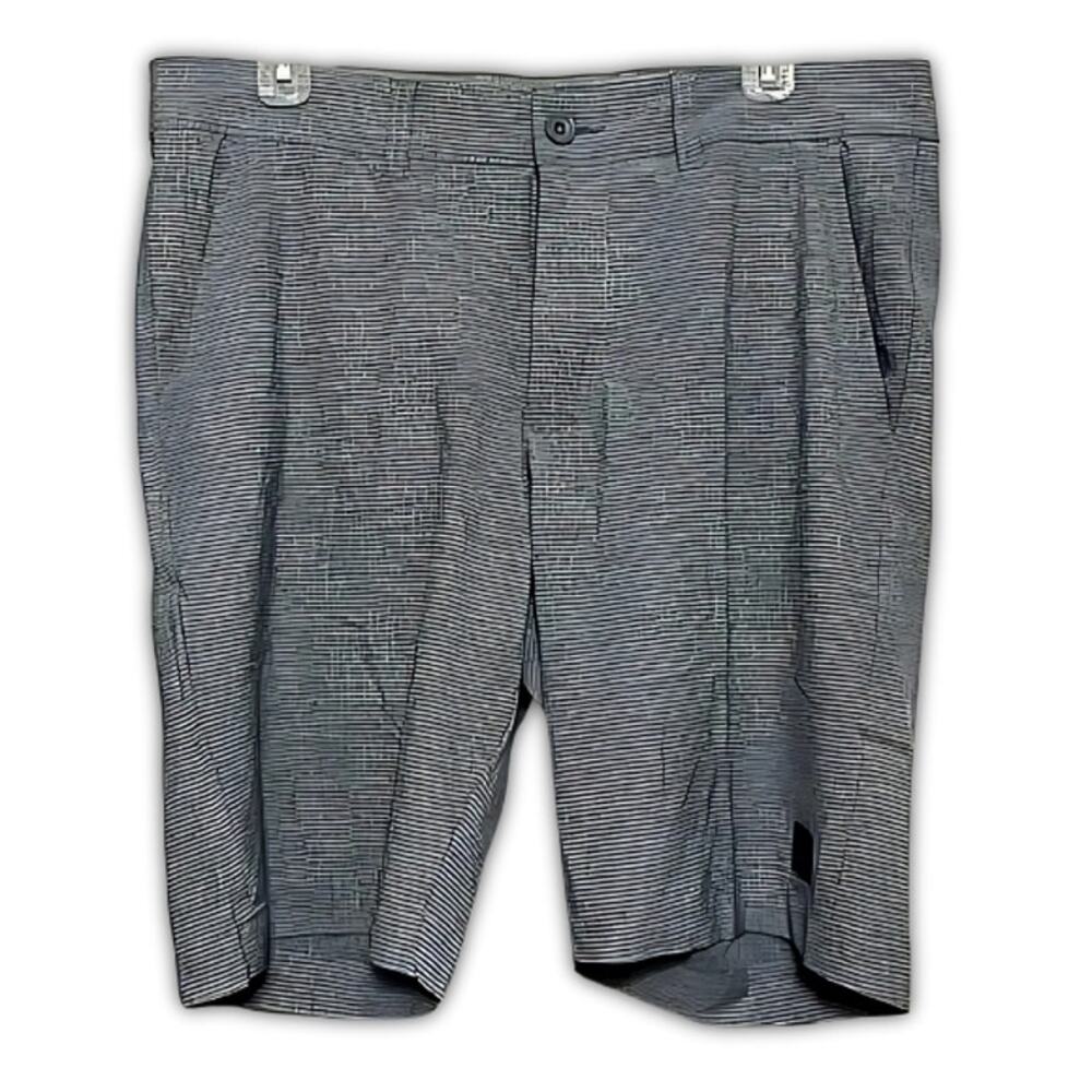 Vintage 1946 Shorts Striped Flat Front Microfiber Golf Utility Gray M 33 NWOT